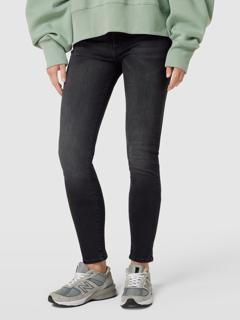 Slim Fit Jeans mit Label-Stitching in anthrazit