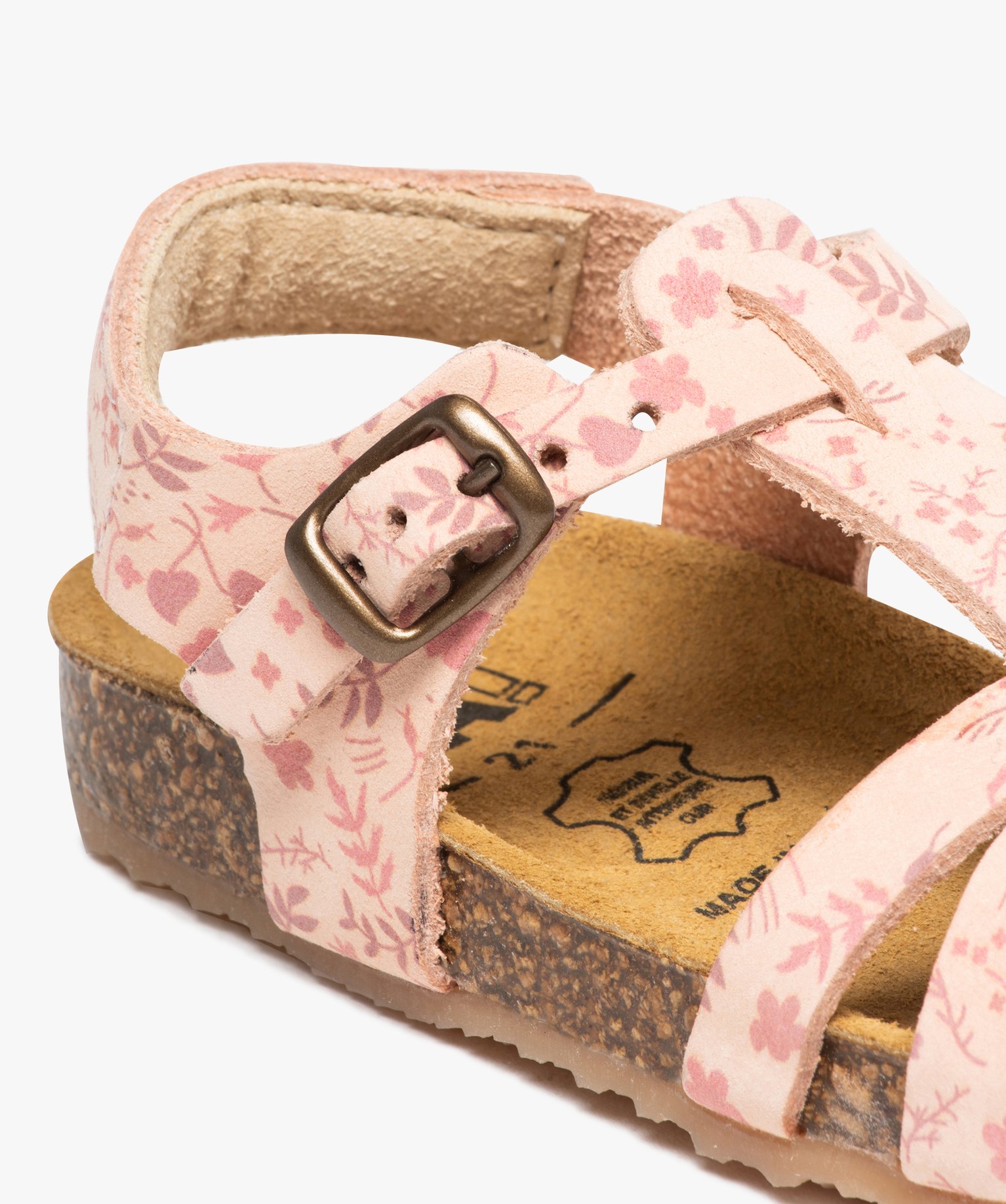 Sandales bébé fille dessus cuir à motif fleuri - NA! rose | GEMO