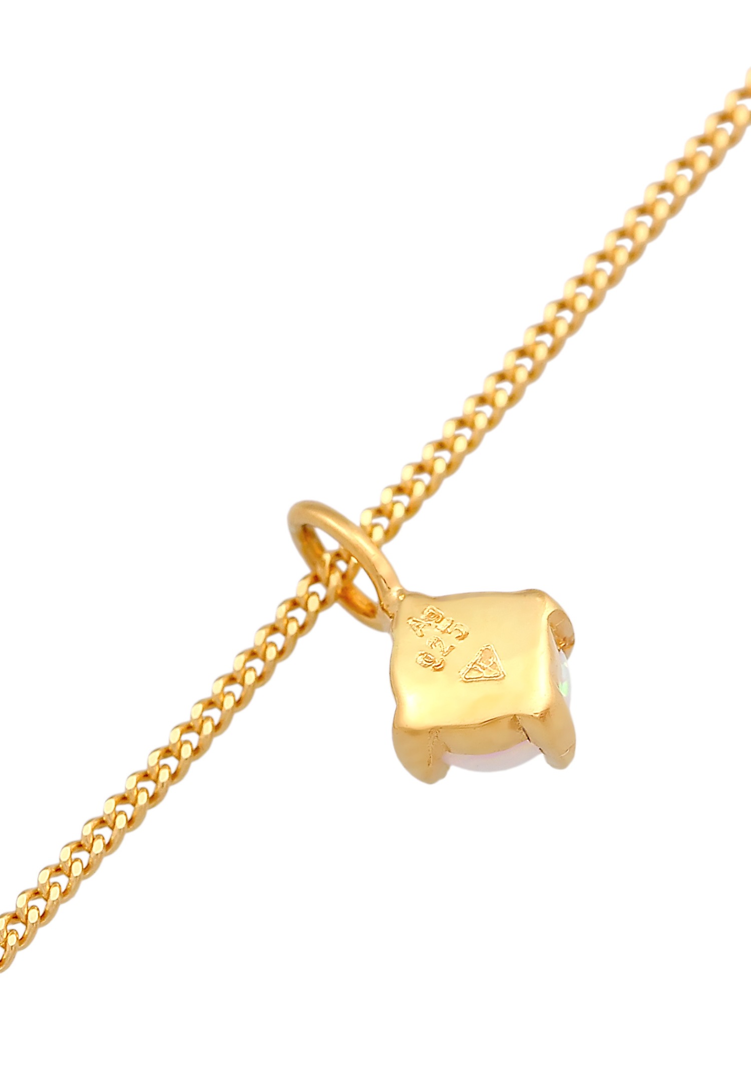Collana girocollo da donna Elli con ciondolo solitario semplice e opale sintetico in argento sterling 925 placcato oro.