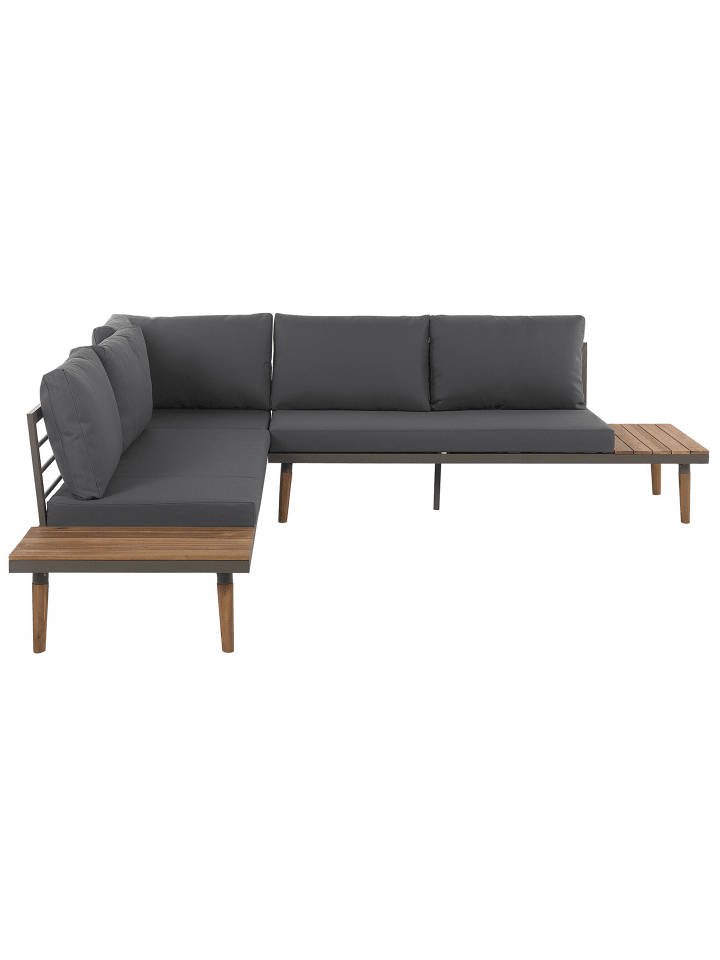 Beliani 7-tlg Lounge Set CORATO in Grau/Dunkler Holzfarbton/Heller Holzfarbton günstig kaufen onesize