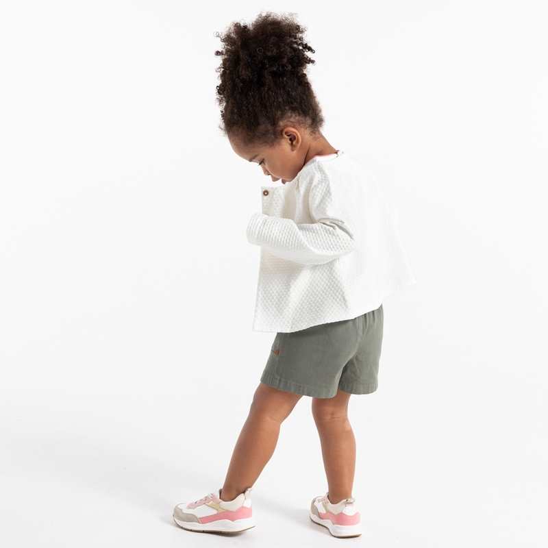 Gilet en maille effet pois blanc bébé fille