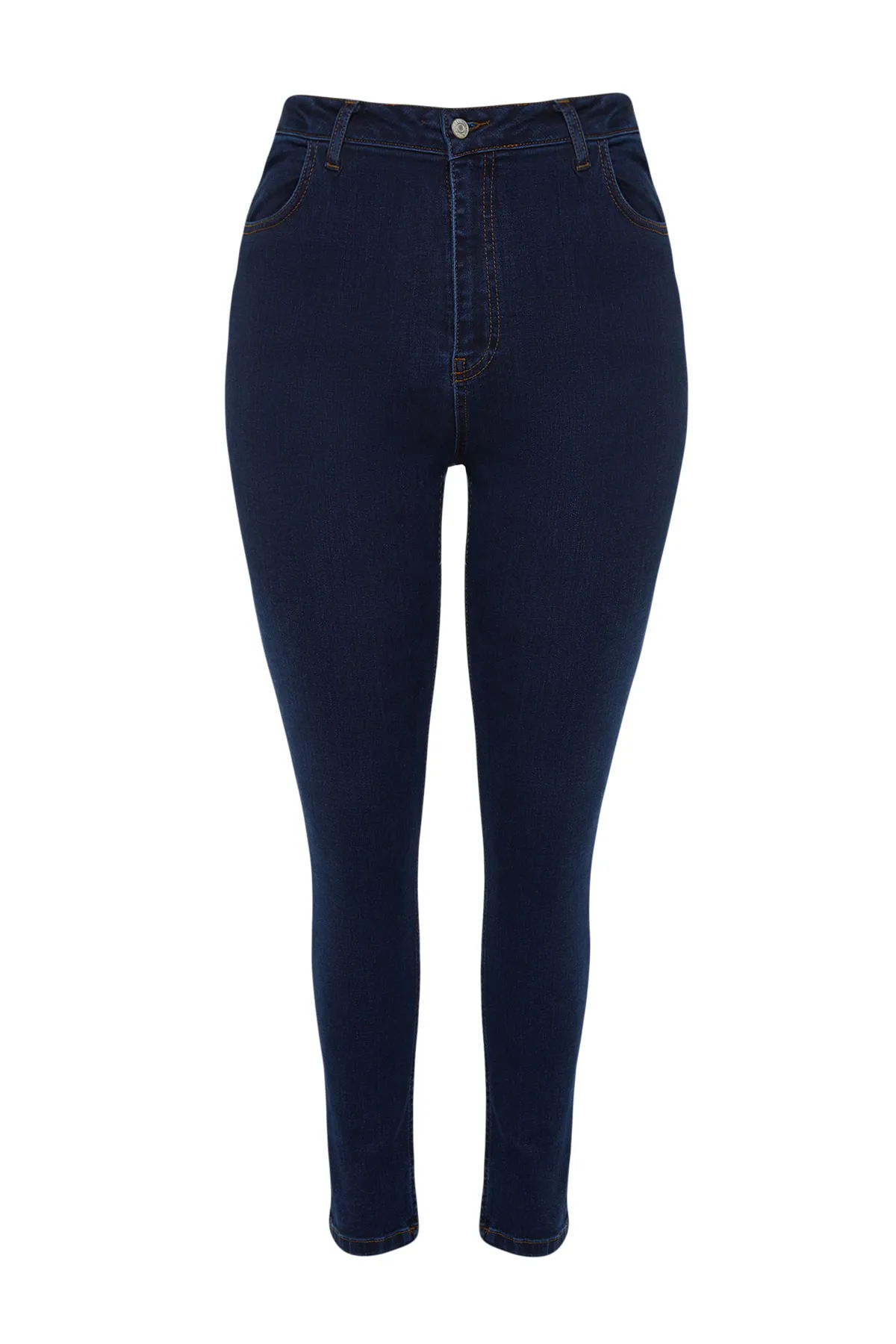 Trendyol Curve  Dunkelblaue, dehnbare Skinny-Jeans mit hoher Taille TBBSS22JE0075