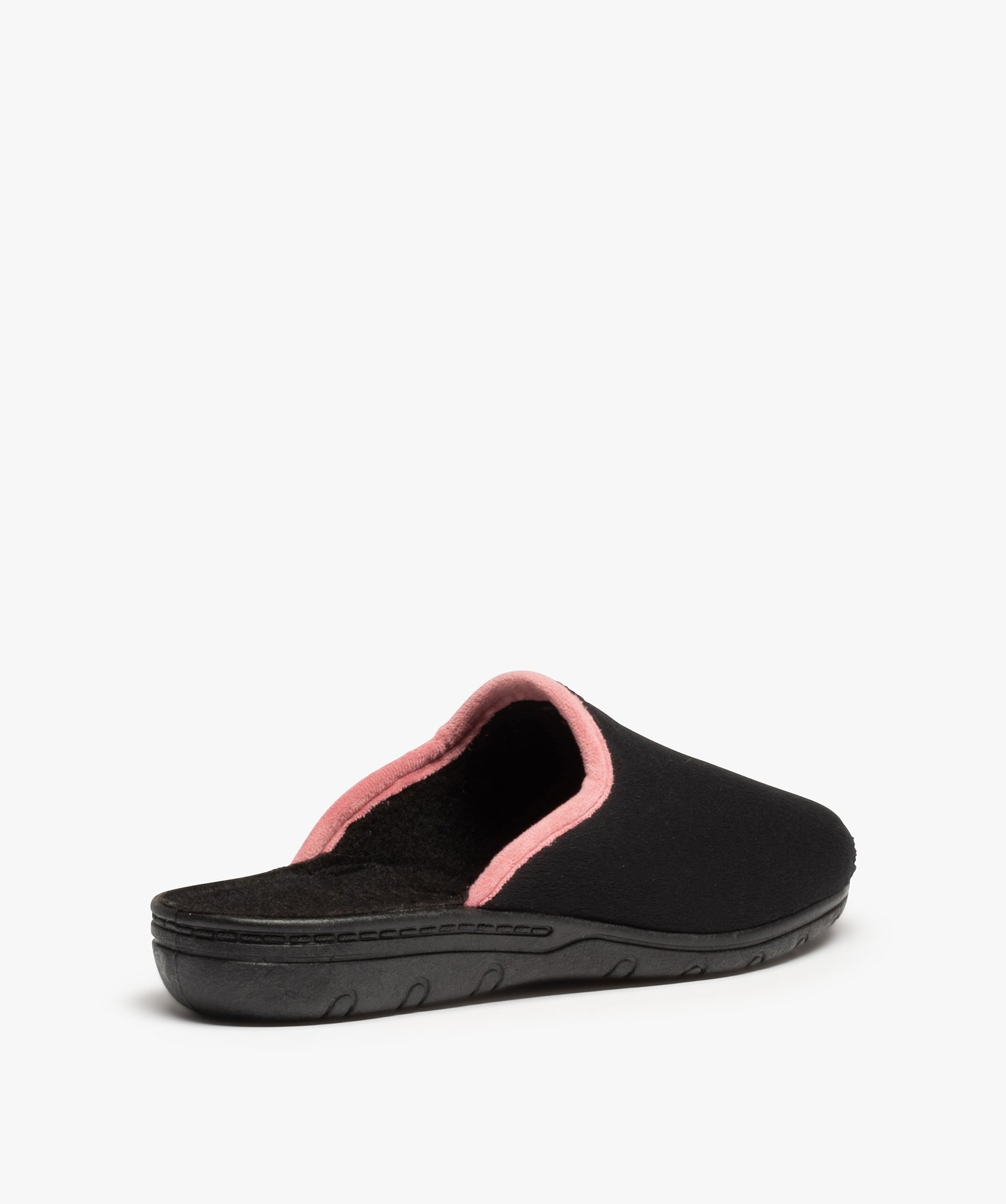 Chaussons femme confort mules en velours ras uni noir | GEMO