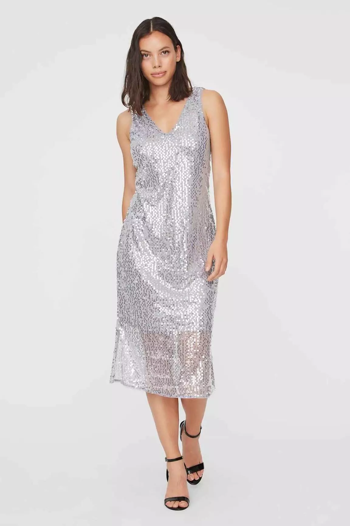Vero Moda Robes Mi Longues Femme couleur gris