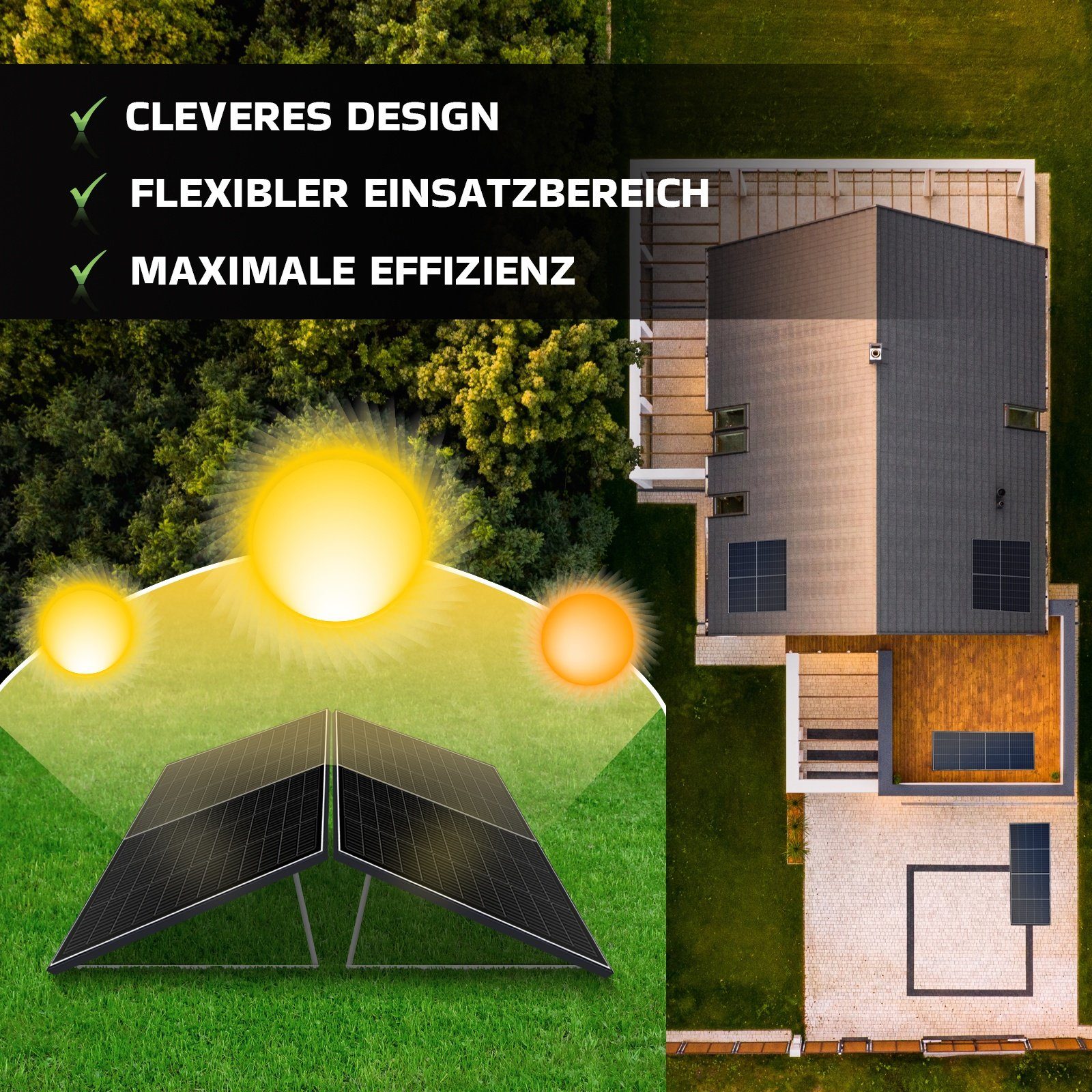 SUNNIVA Solaranlage Balkonkraftwerk 1100W, 800,00 W, Monokristallin, (HOYMILES Wechselrichter (drosselbar auf 600W oder 800W), Solaranlage Komplettset mit 5m Anschlusskabel für Schuko Steckdose, Balkon Mini-PV Anlage mit WIFI APP und Stromerzeugung M