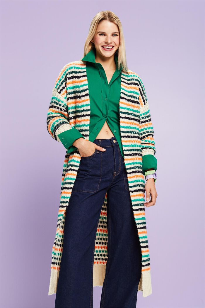 Langer Cardigan mit Streifen