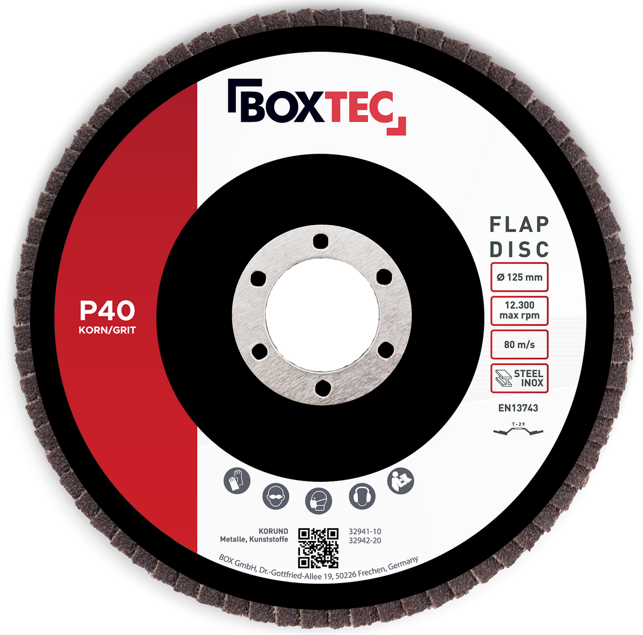 BOXTEC Fächerscheiben BRAUN 125mm Lamellenscheiben Schleifscheiben für Metall & Holz 20er Pack P40