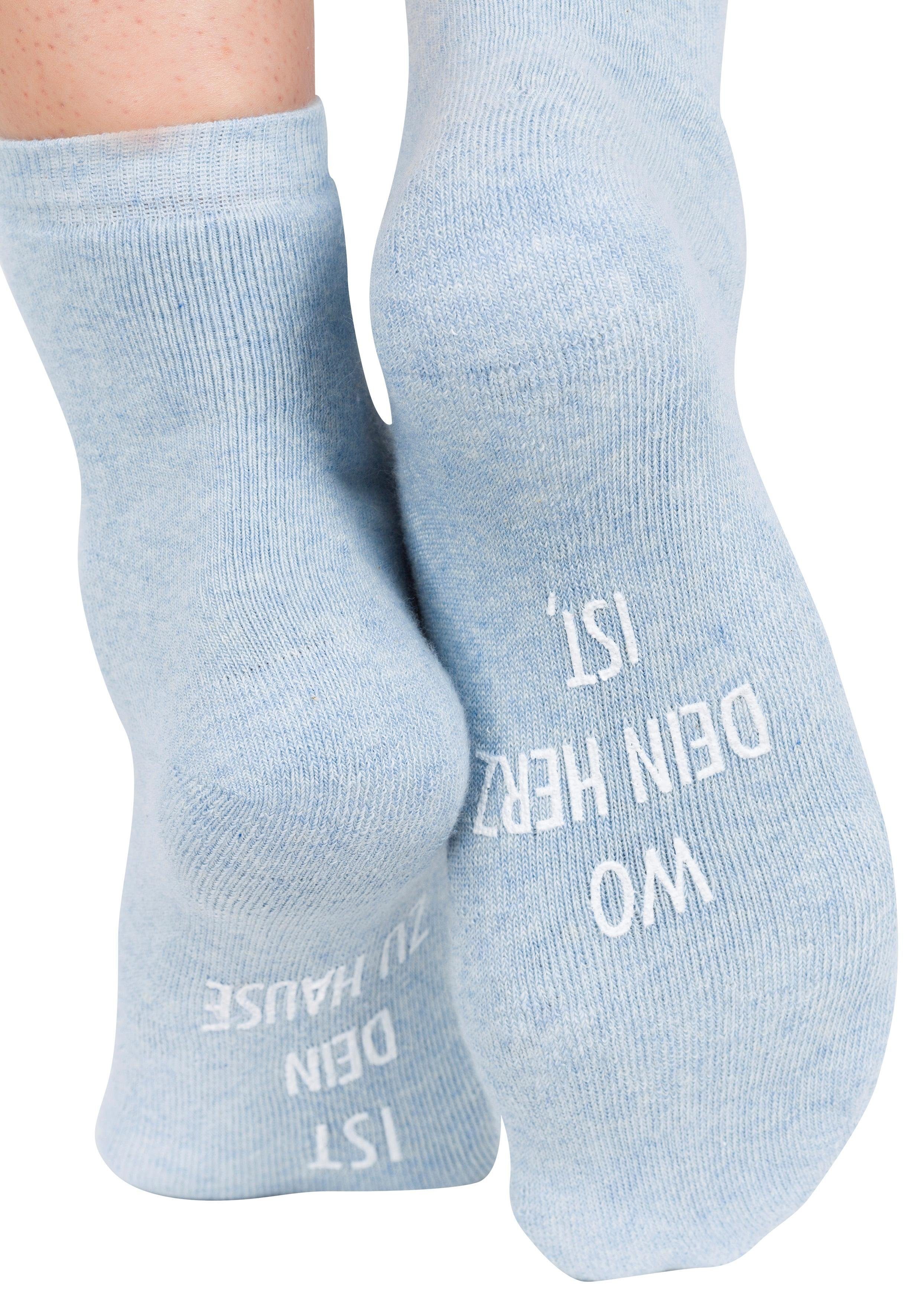 Arizona Kuschelsocken (Set, 3-Paar) mit Antirutsch in Form eines Spruches