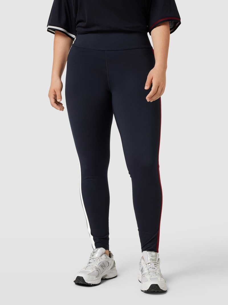 PLUS SIZE Leggings mit elastischem Bund Modell 'SPLIT' in marineblau