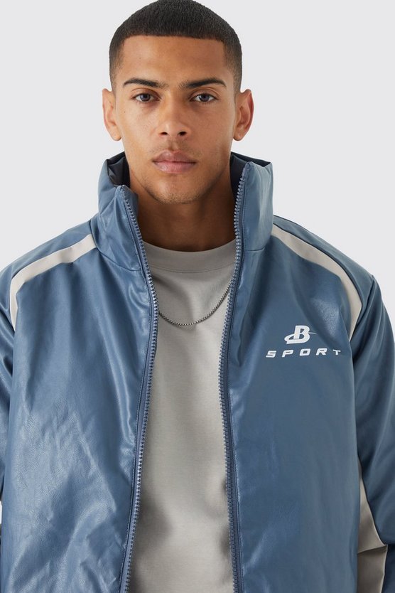 Kastige PU Moto-Steppjacke