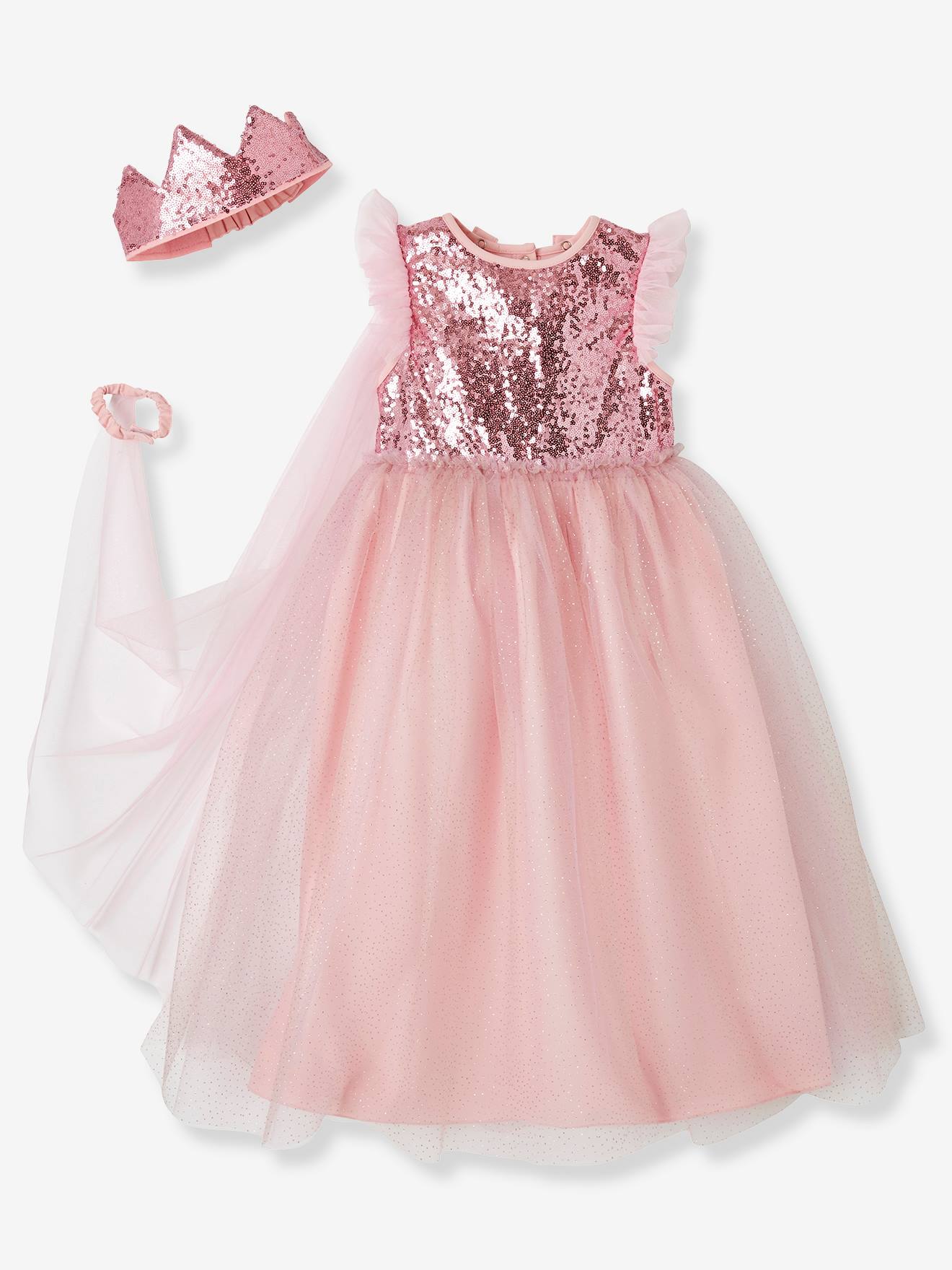 Déguisement de princesse avec voile et couronne bleu