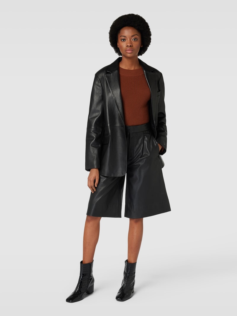 Bermudas in Leder-Optik in schwarz
