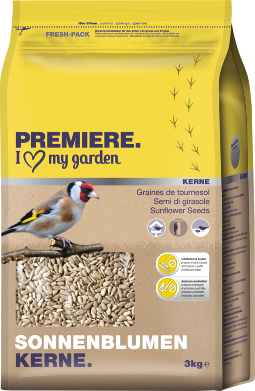 PREMIERE Wildvogelfutter PREMIERE Sonnenblumenkerne geschält 10kg 3 kg