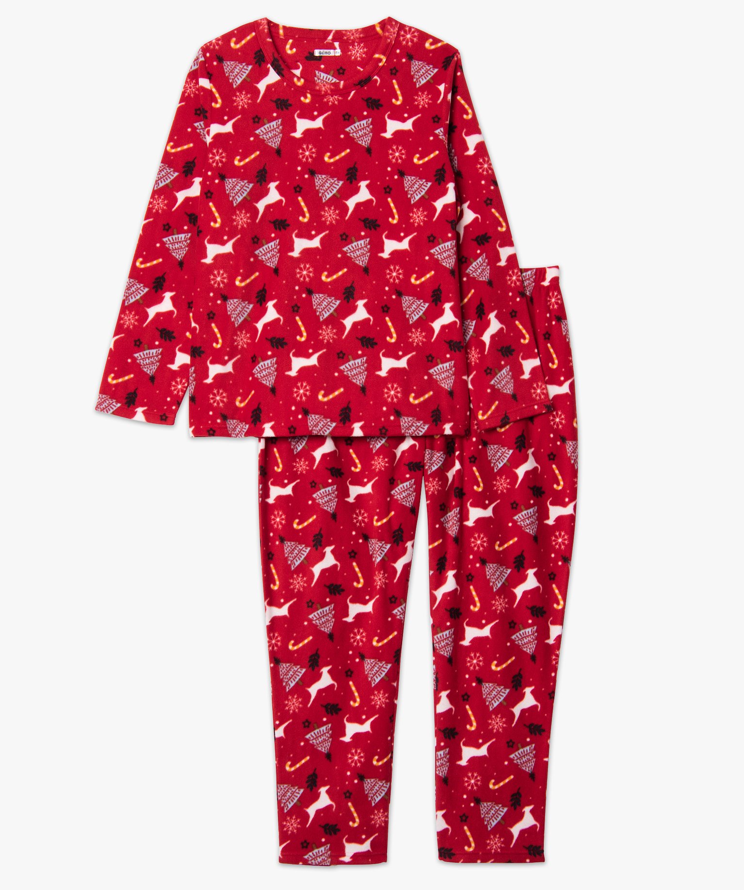 Pyjama femme grande taille en polaire spécial Nol imprime | GEMO