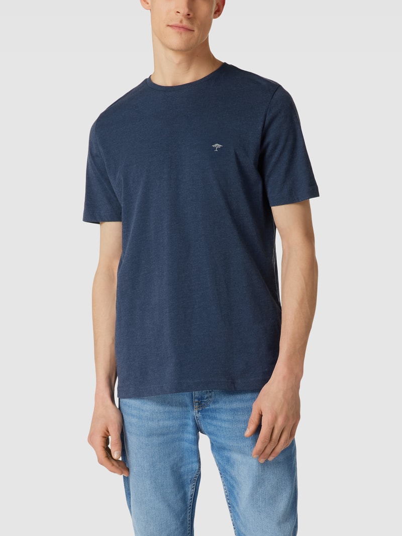 T-Shirt mit Logo-Print in marineblau meliert