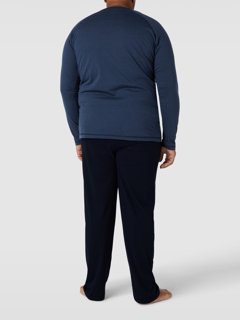 PLUS SIZE Pyjama mit Label-Details in blau meliert