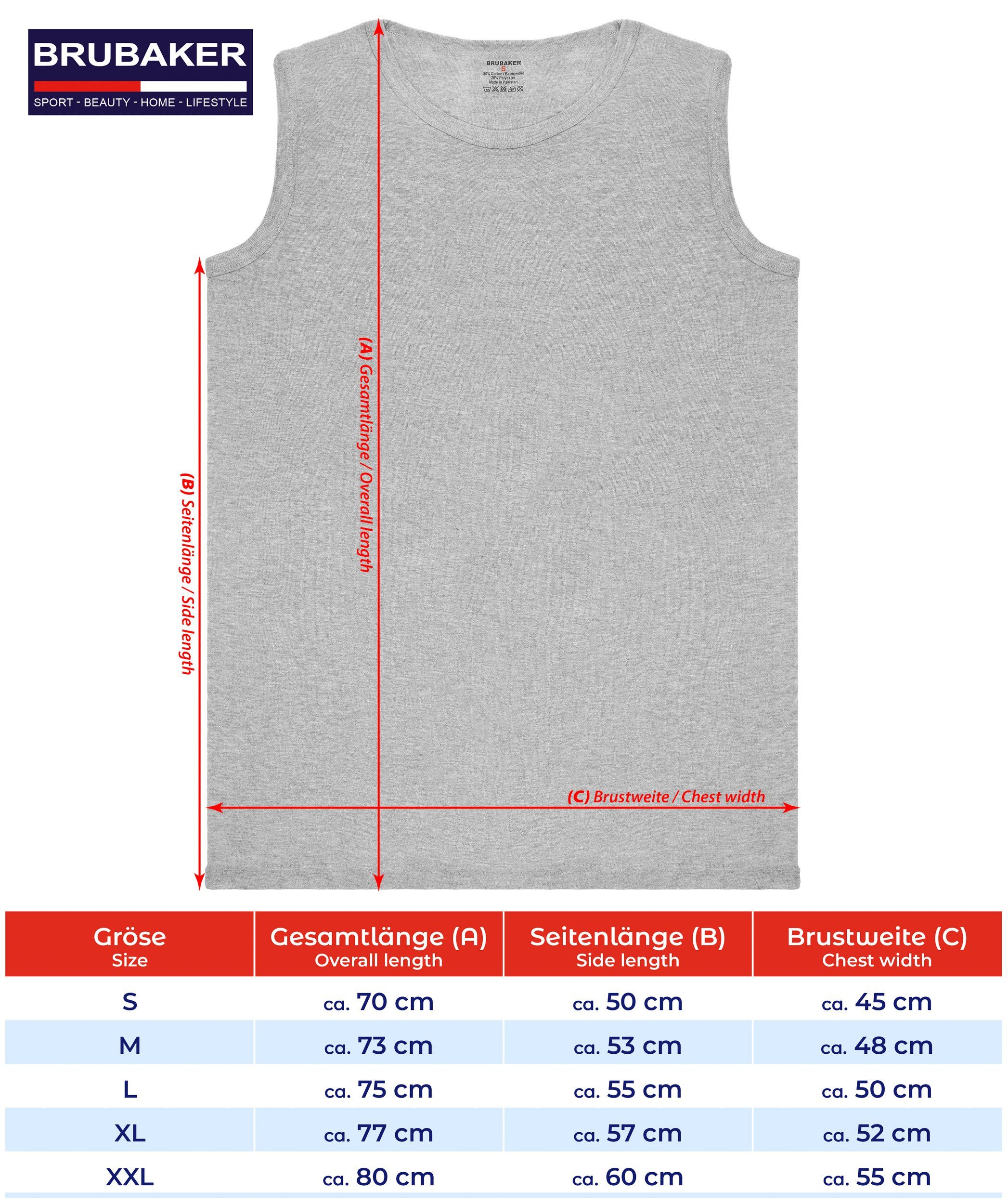 BRUBAKER Muskelshirt Tank Top Unterhemd mit Rundhals Ausschnitt (5er-Pack) Herren Tanktop aus hochwertiger Baumwolle (glatt), Extra Lang für Männer, Schlichtes Basic Achselshirt