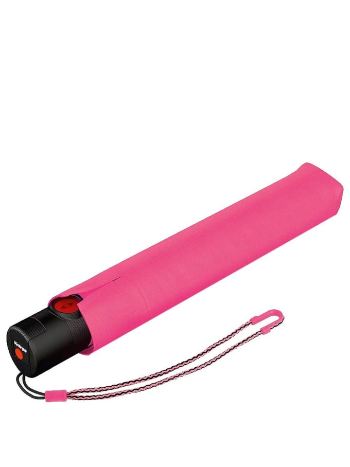 Knirps U.200 Ultra Light Duomatic - Taschenschirm Regenschirm (black with rose coating) in neon pink günstig kaufen onesize