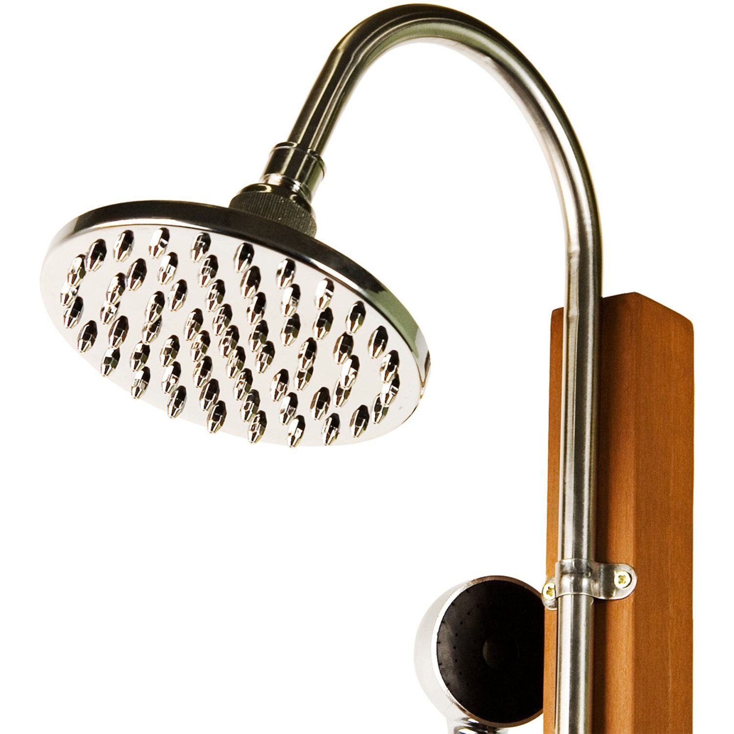 STILISTA Gartendusche Gartendusche Holzdusche Außendusche Pooldusche, FSC®-zertifiziertes Shorea Hartholz, inkl. Brause, 61 x 61 x 210 cm