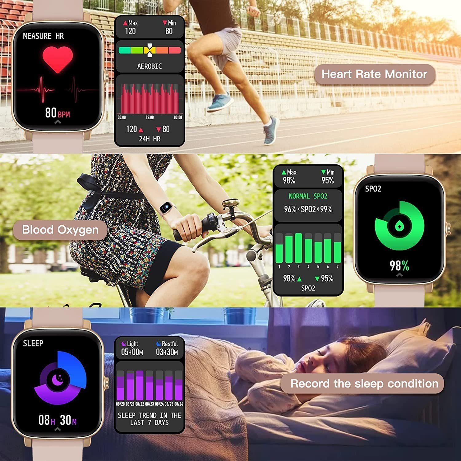 Mutoy Smartwatch, Fitness Tracker Uhr, Damen Herren Smartwatch (Fitnessuhr mit Telefonfunktion 1,69