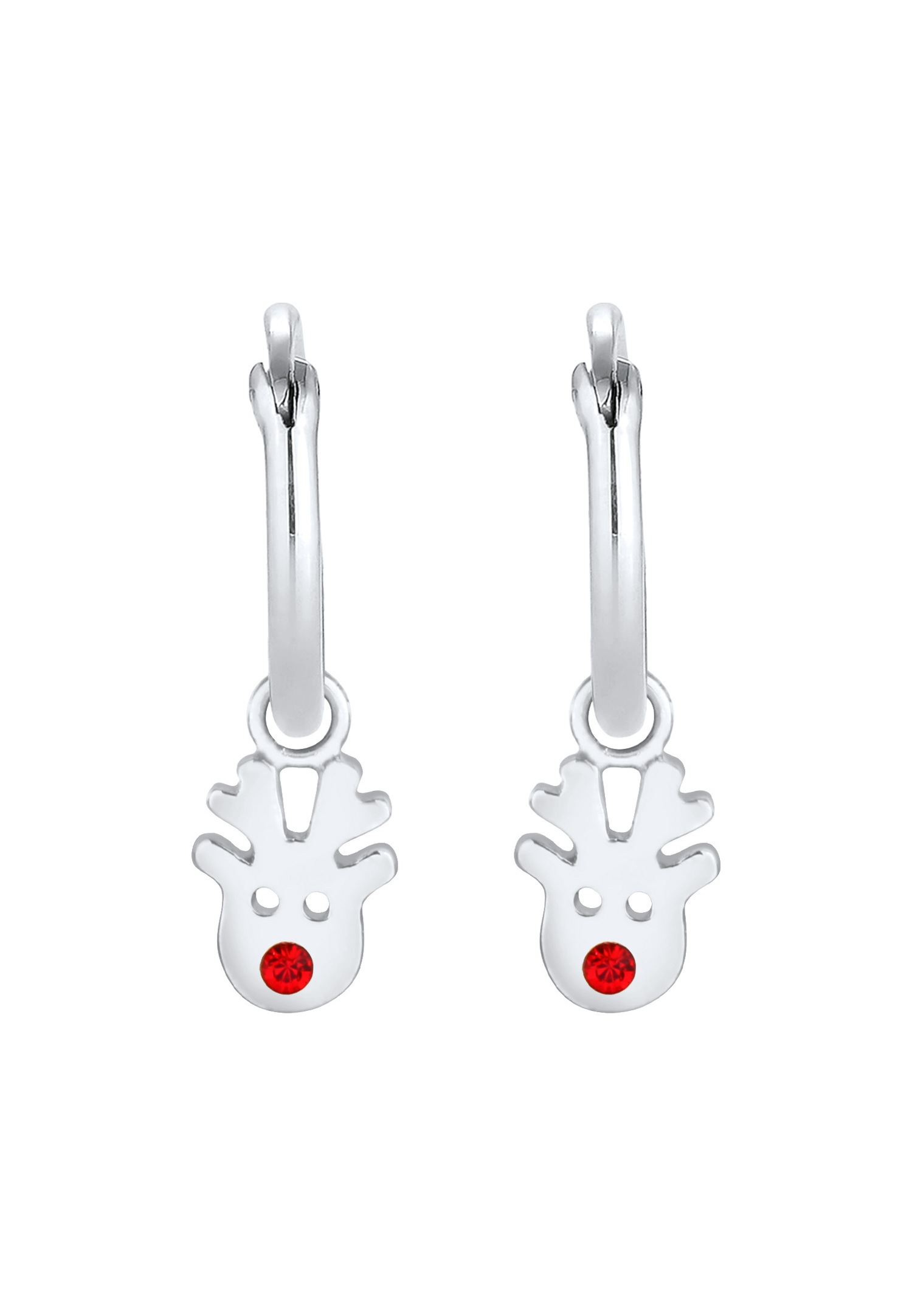 Orecchini a cerchio da donna Elli con ciondolo a forma di renna natalizia e cristallo, in argento sterling 925.