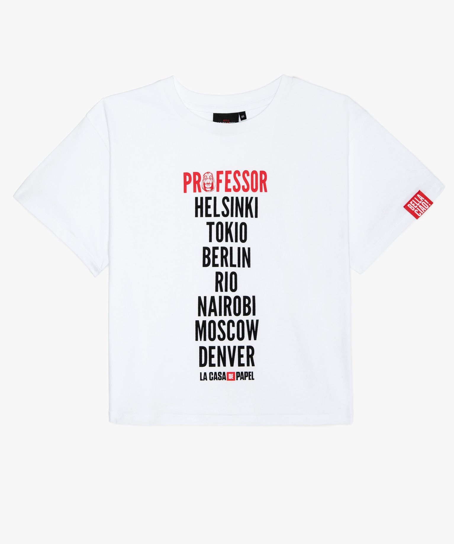 Tee-shirt fille crop top imprimé - La Casa de Papel blanc | GEMO