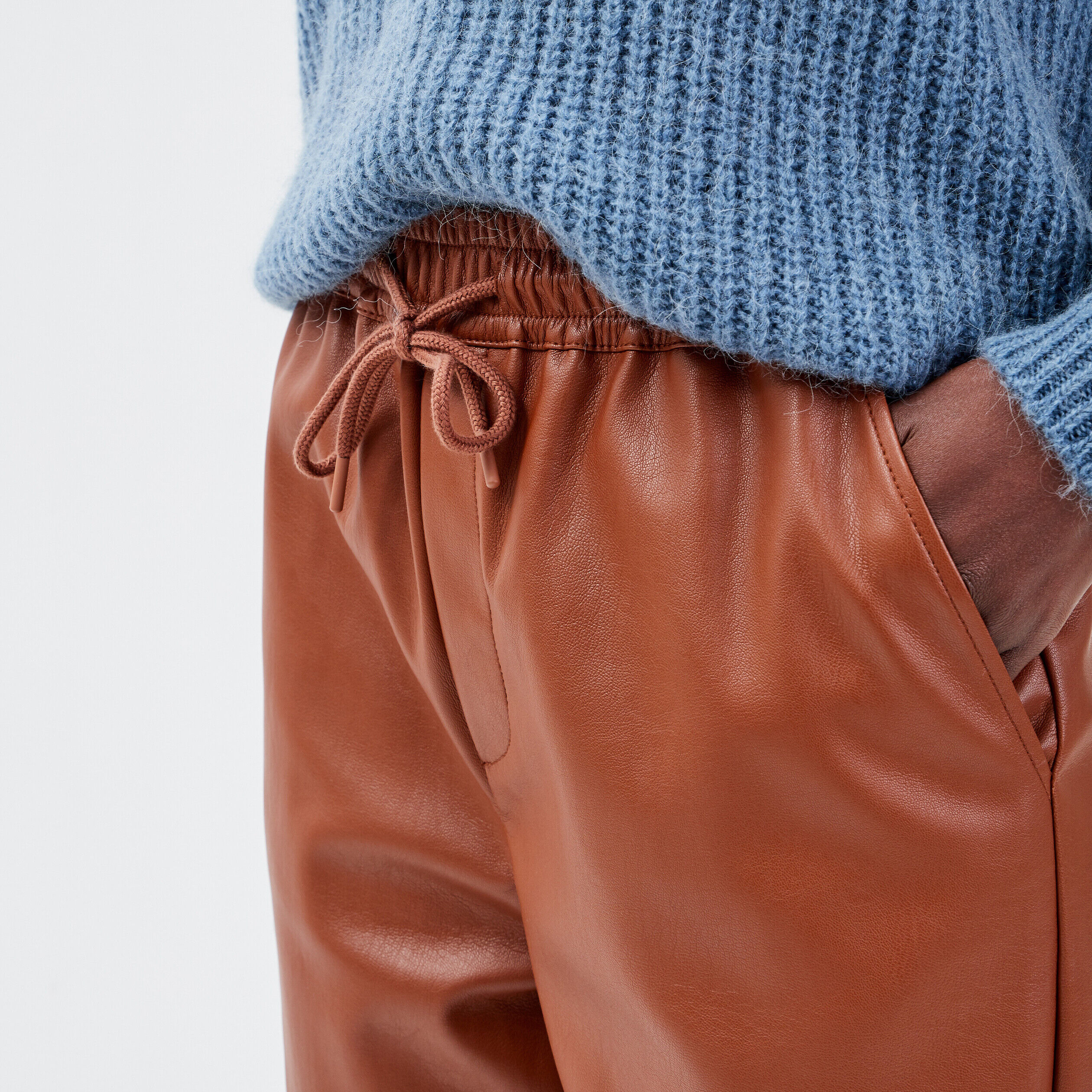 Pantalon jogging droit marron cognac femme | Cache Cache