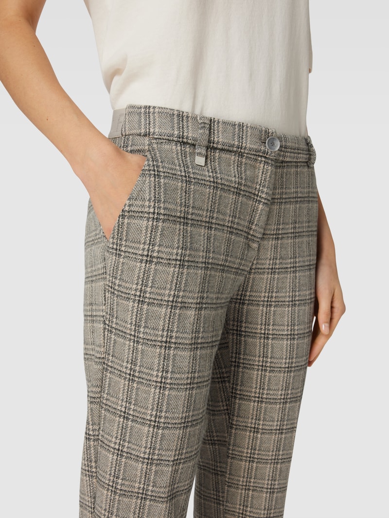 Stoffhose mit Tartan-Karo in verkürzter Passform in dunkelgrau