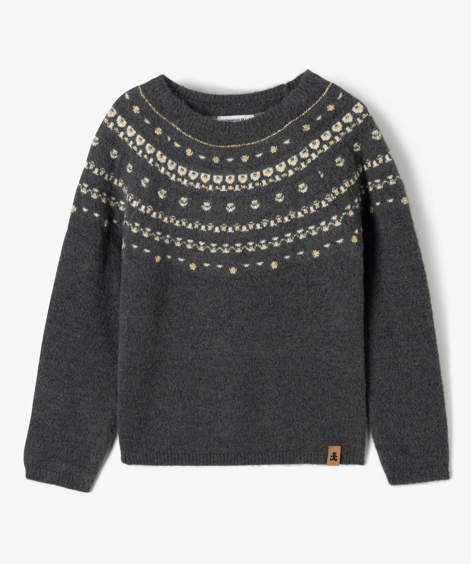 Pull de Nol fille à motifs jacquard - LuluCastagnette gris fonce | GEMO