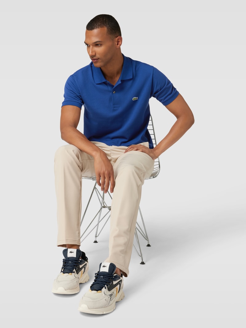 Poloshirt mit Logo-Stitching in dunkelblau