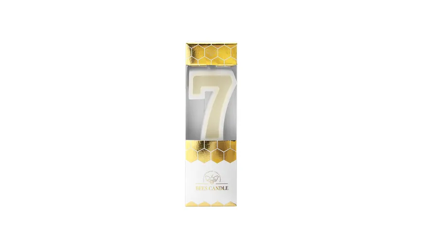 Wondercandle® Bienenwachskerze Nummer 7 weiß