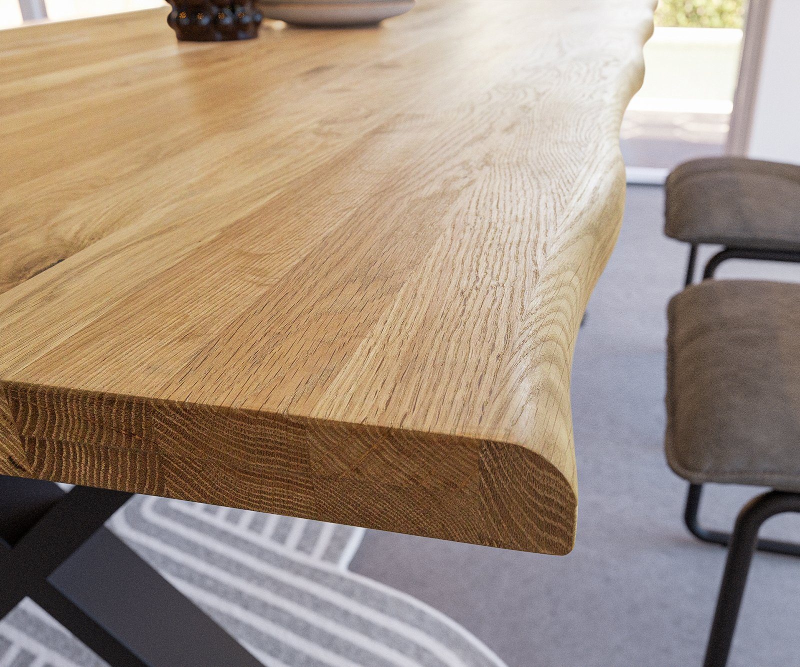 DELIFE Esstischplatte Edge-Pure, Eiche Natur 200x100 Live-Edge