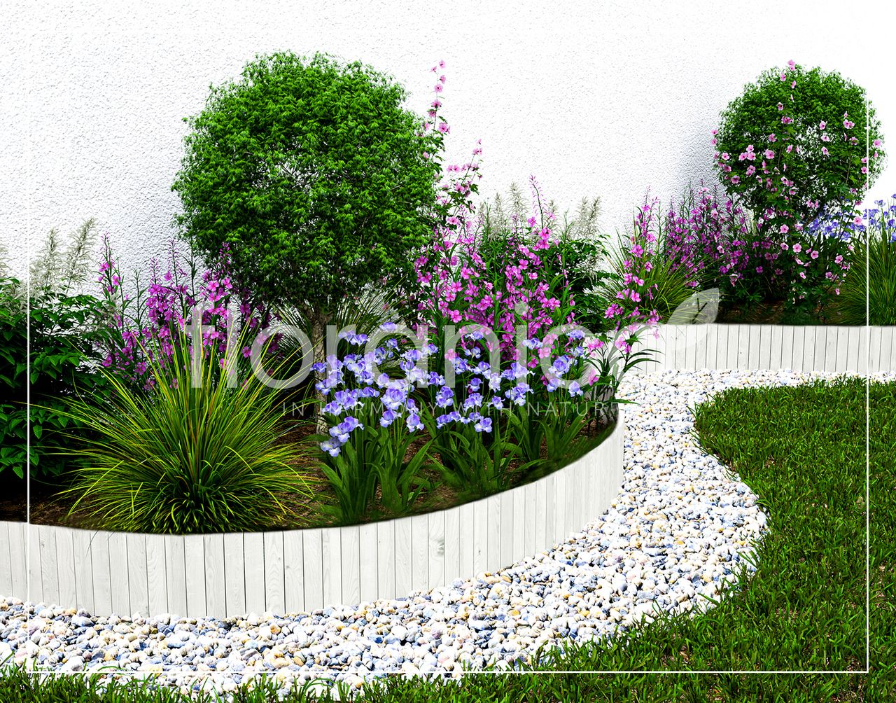Pemicont Floranica Rollborder II Flexibler Holzzaun 203cm Höhe: 10cm Weiß Imprägniert Kiefernholz Beeteinfassung Rasenkante Palisade Beetumrandungen
