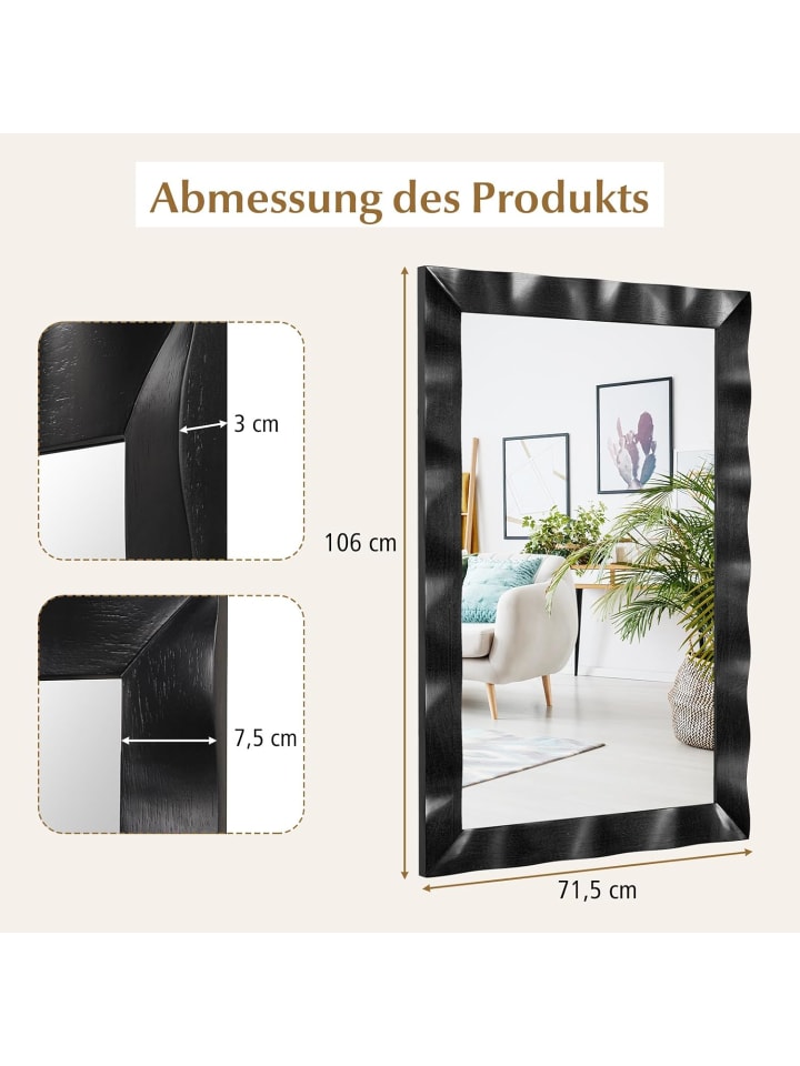 COSTWAY Wandspiegel 106 x 71.5 cm in Schwarz günstig kaufen onesize