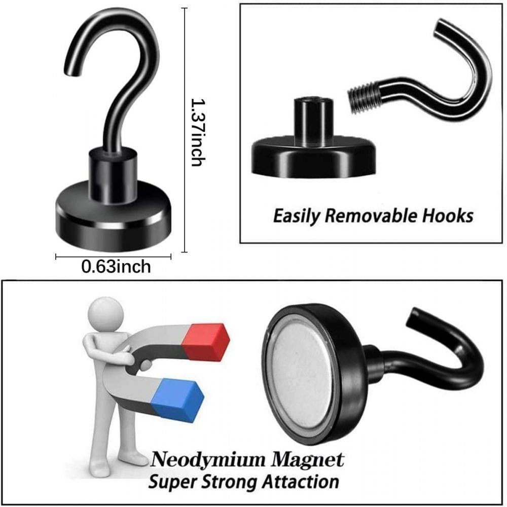 Haftmagnetschnäpper Magnethaken Extra Stark 8KG Neodym Magnet Haken für Werkzeug, Melteine