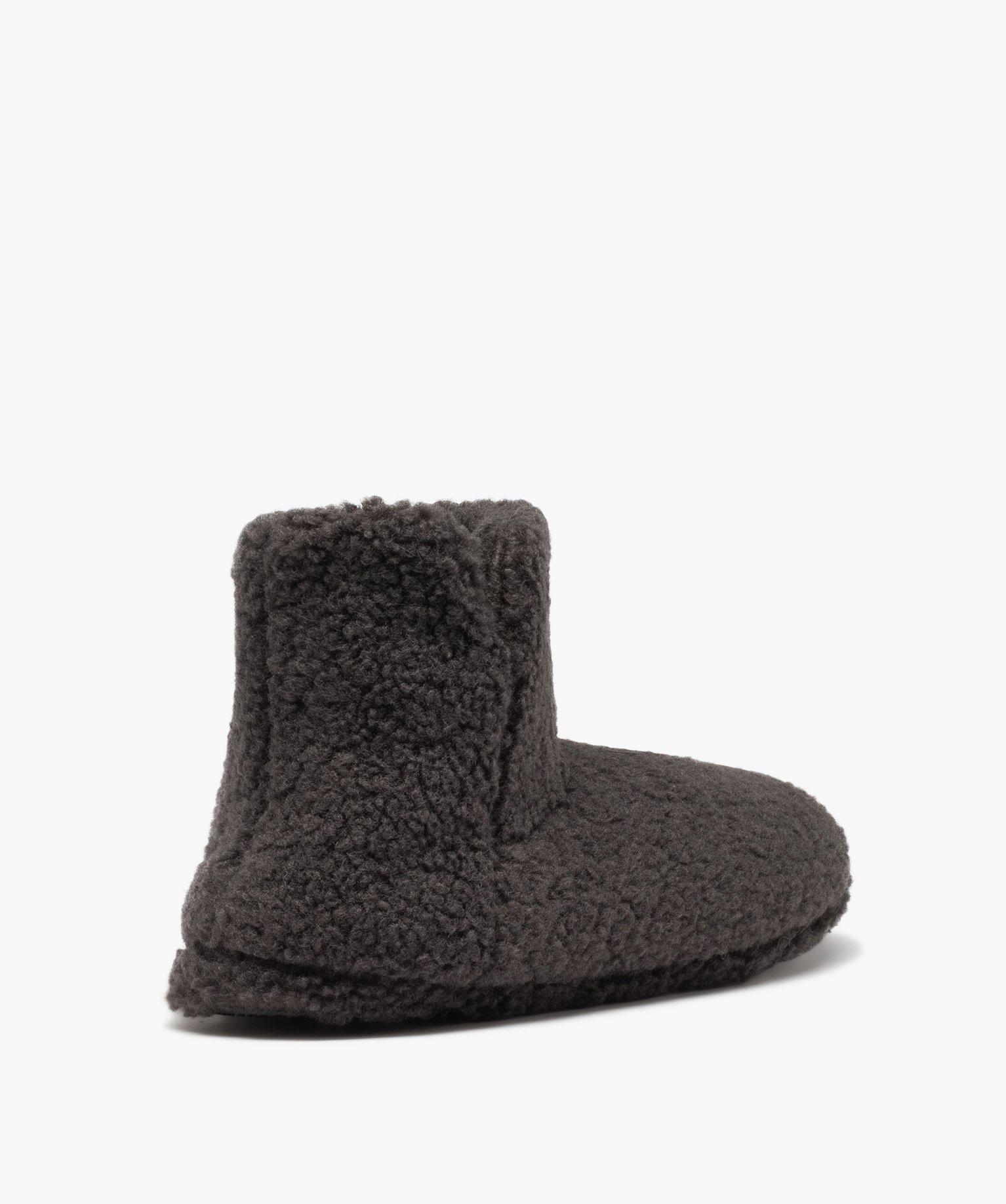 Chaussons homme boots unis en textile sherpa gris fonce | GEMO