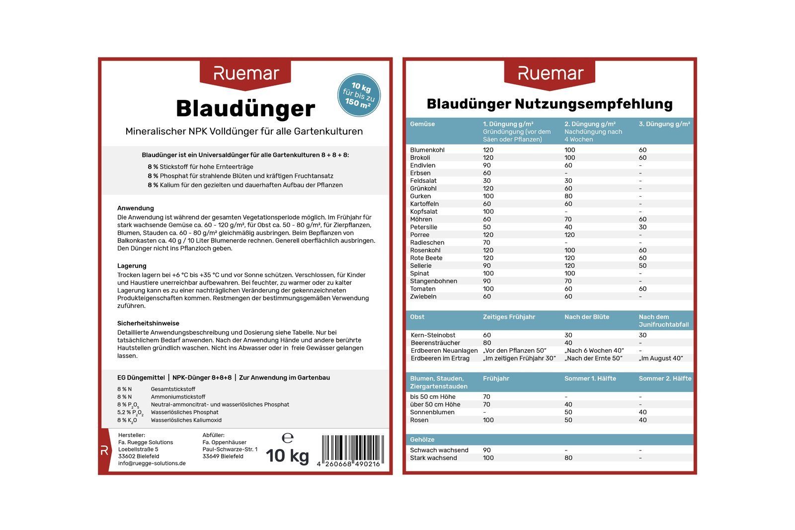 Ruemar Blaudünger Ruemar Blaudünger, Korn, 1-St.