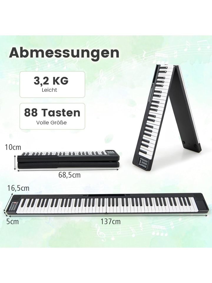 COSTWAY 88 Tastatur digitale Keyboard in Schwarz günstig kaufen onesize