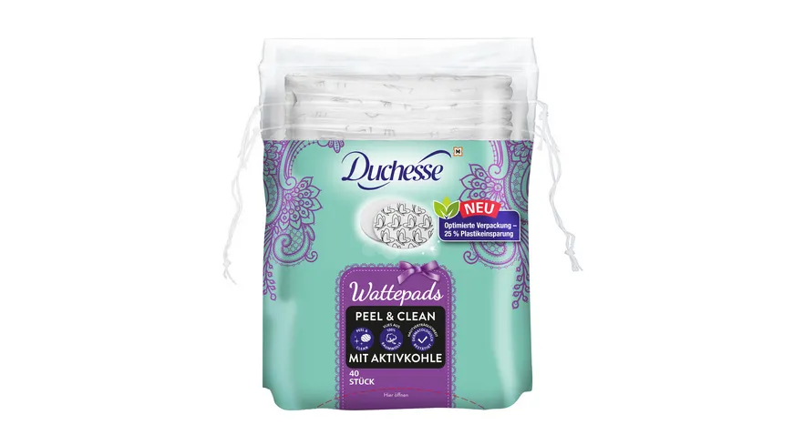 Duchesse Wattepads Peel & Clean mit Aktivkohle, 40 Stück
