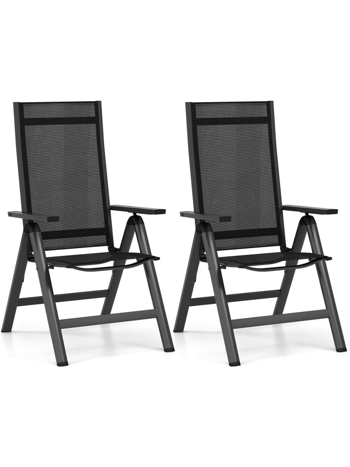 COSTWAY Gartenstuhl Alu 2er Set in Schwarz günstig kaufen onesize