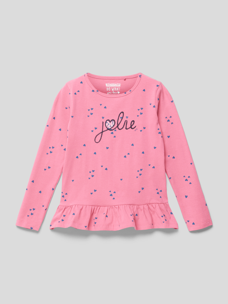 Longsleeve mit Volantsaum Modell 'LT JAN' in hellrosa