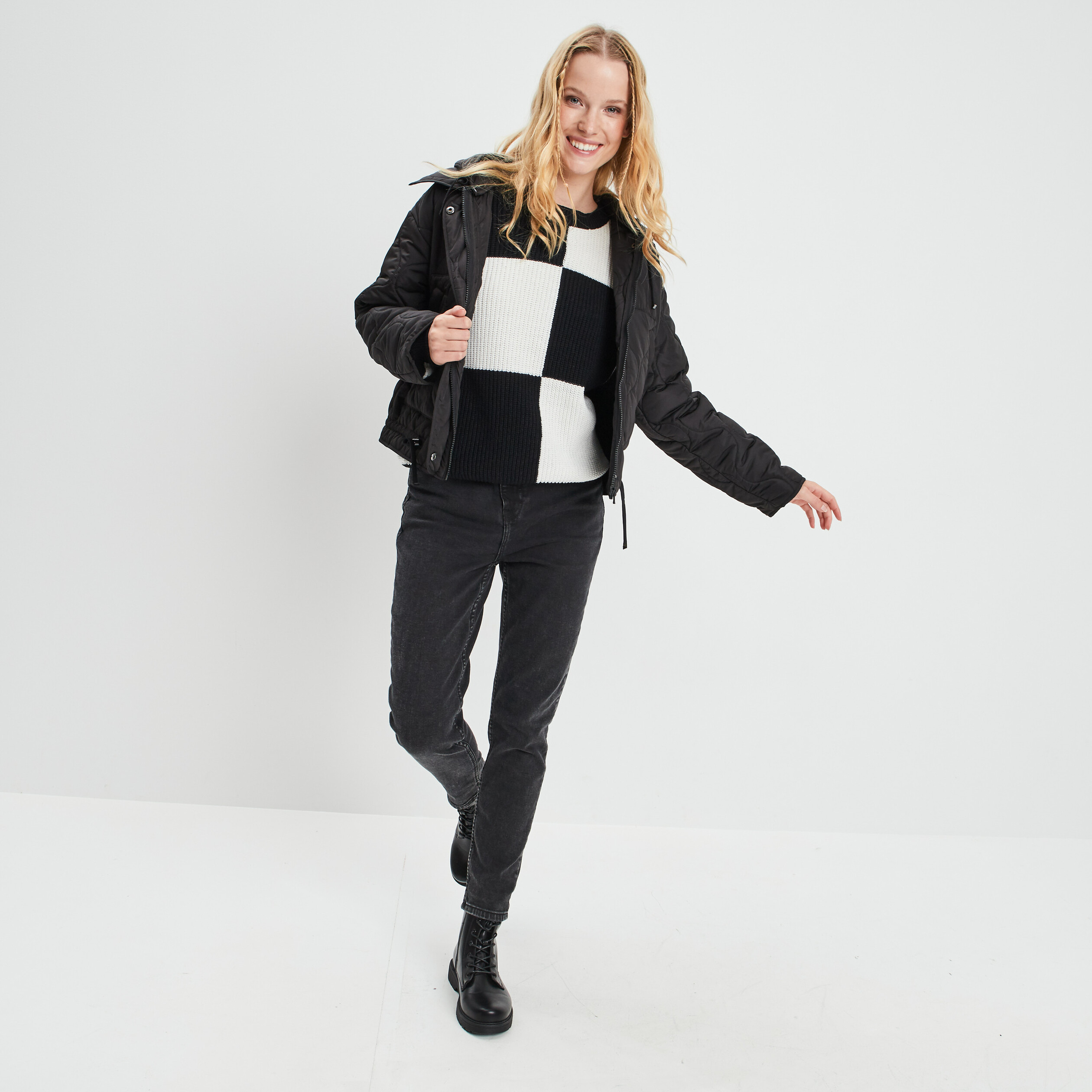 Pull avec col rond ecru femme | La Halle