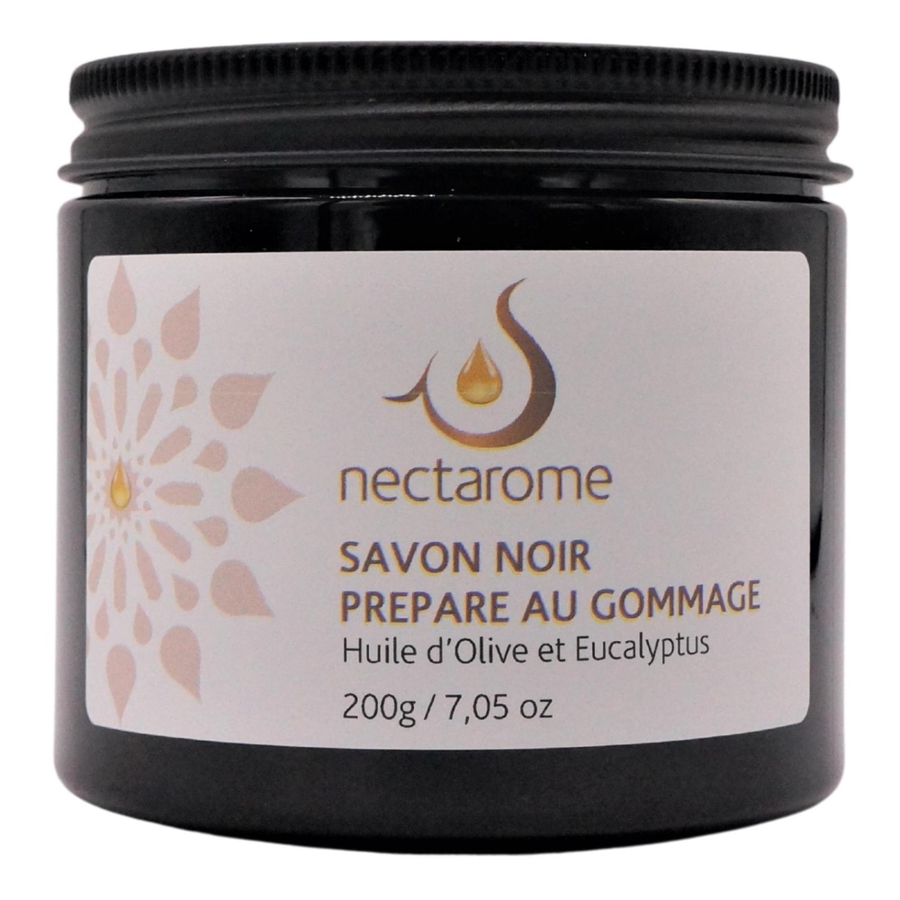 nectarome Savon noir à l'huile d'olive et eucalyptus Gommage pour le corps