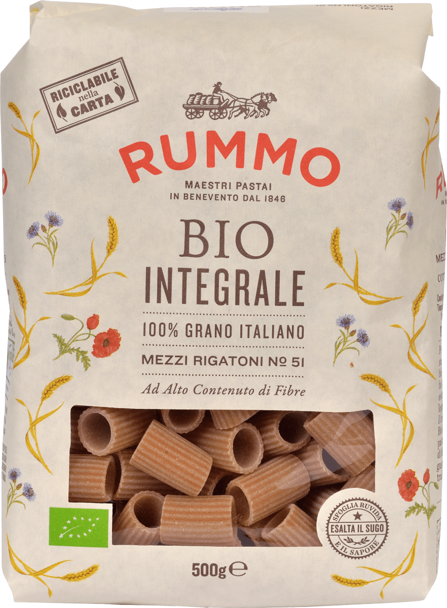 Nudeln, Rigatoni aus Weizen, Vollkorn, No.51, 500 g
