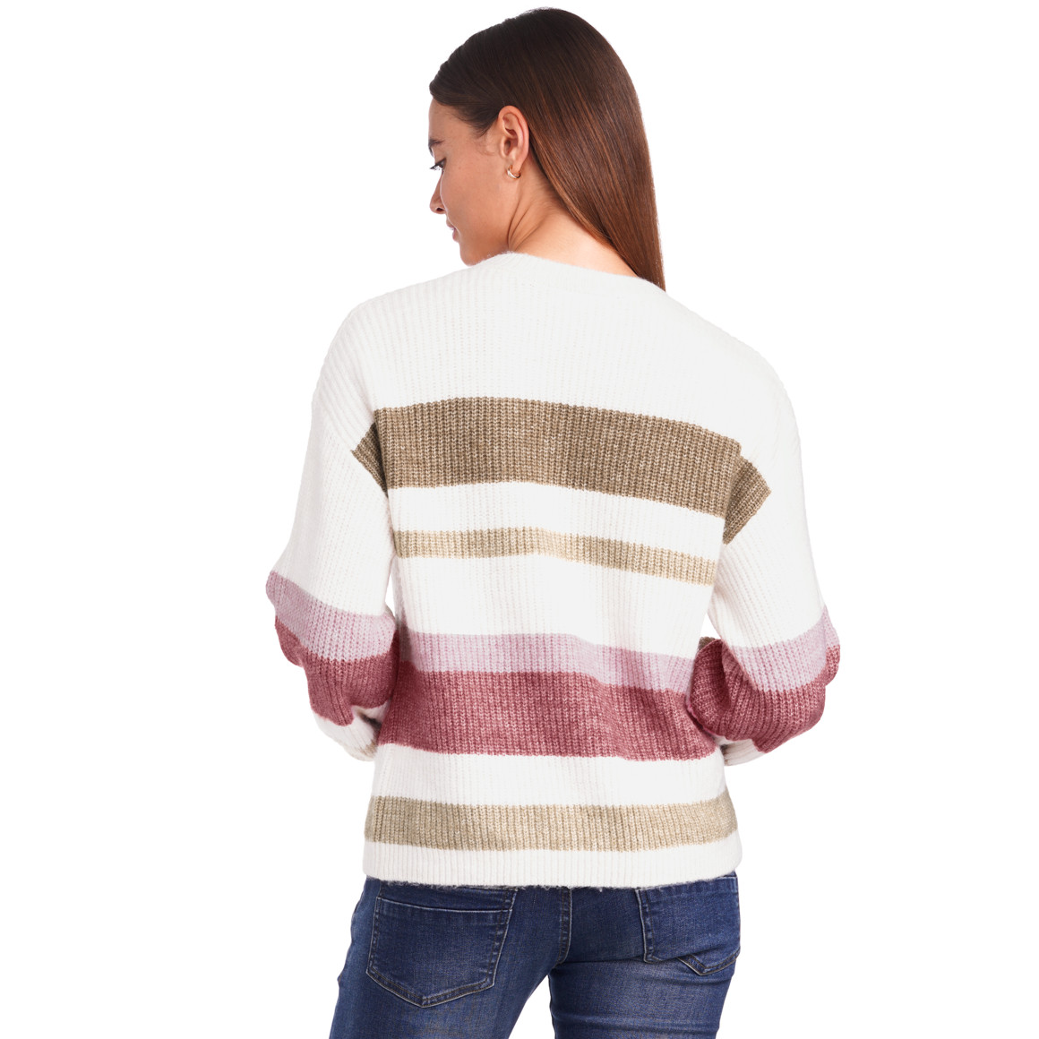 Damen Strickpullover im gestreiften Dessin