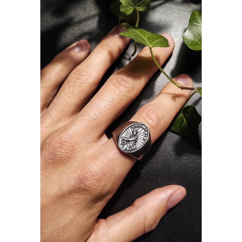 caï Bague pour hommes 925 Argent noir Bague