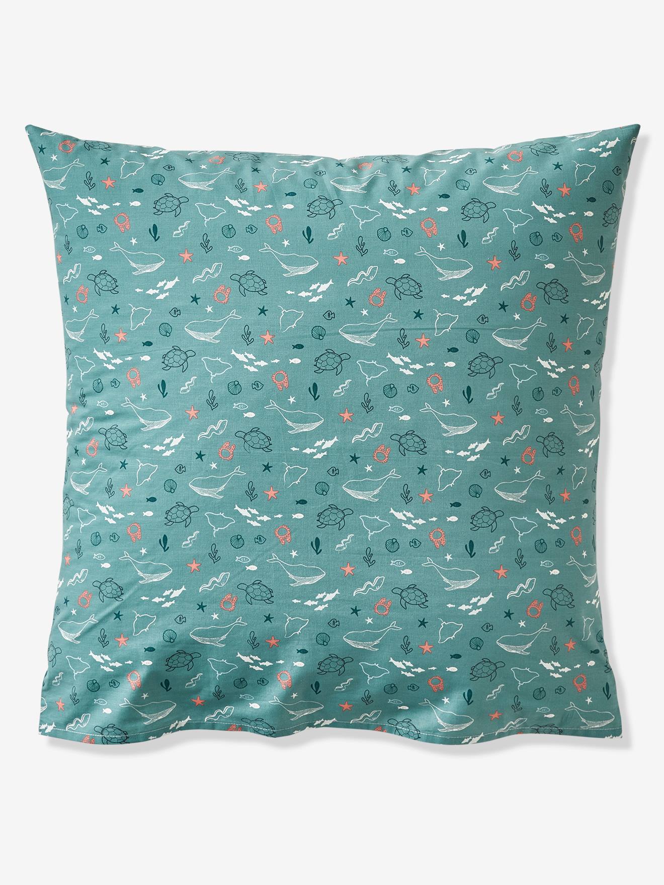 Vertbaudet Kinder Bettwäsche-Set MEERESTIEFE Oeko-Tex - wollweiß/aquamarin