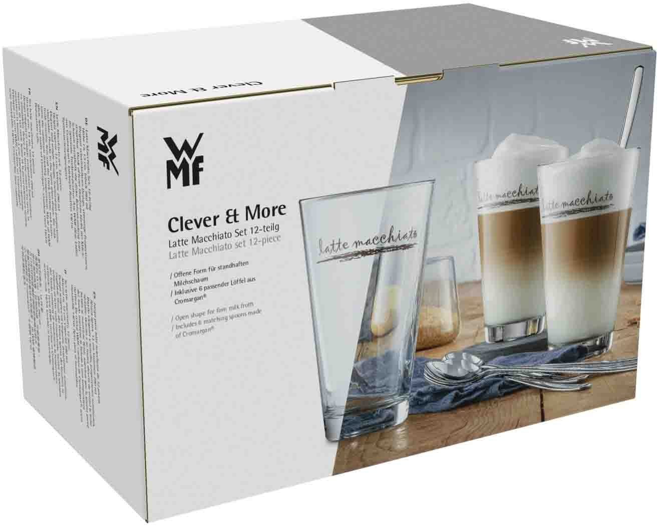 WMF Gläser-Set Clever&More, Cromargan® Edelstahl Rostfrei 18/10, Glas, Glas stapelbar, 12-teilig