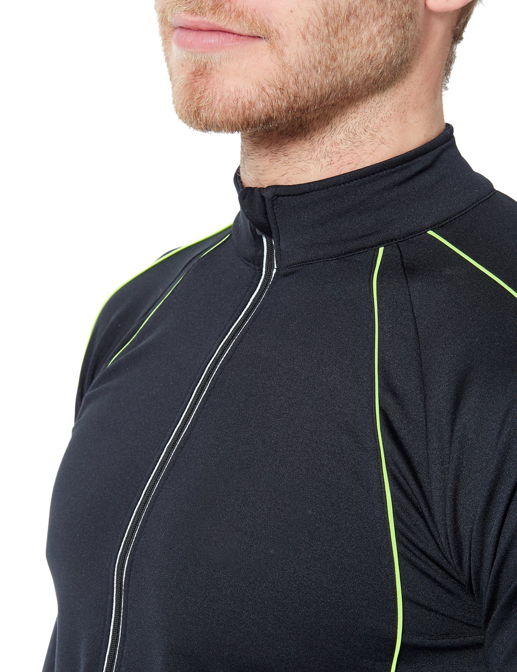Zoomyo Laufshirt windabweisendes, angerautes Herren Fleece Laufshirt Jimi mit Reflektoren und Quick-Dry-Funktion