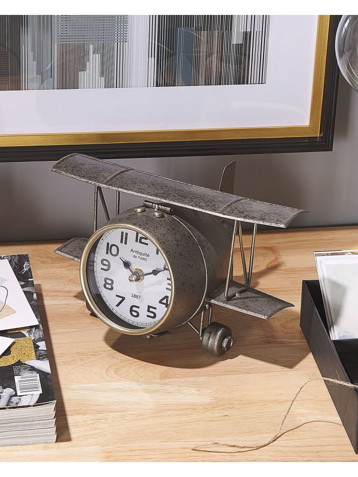 Beliani Tischuhr STANS in Silber/Schwarz/Grau - (W) 26 x (H) 15 x (L) 20 cm günstig kaufen onesize